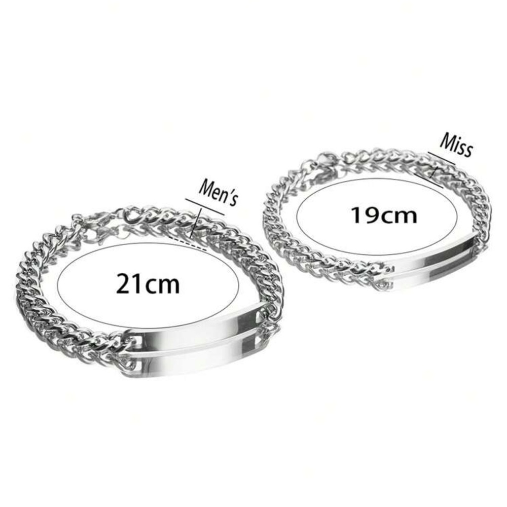 2pcs Set Simple Titanium Steel Engraved I Love You More\ I Love You Most Couple - Picture 2 of 5